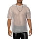thumbnail image 1 of Camisetas de malla transparente INSPIRE CHIC para hombres, camisetas de club de manga corta con capucha, 2XL, blancas, 1 of 4