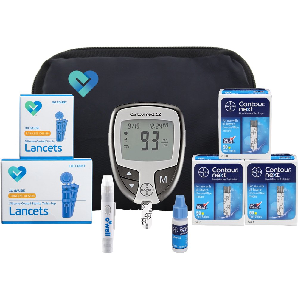 Bayer Contour NEXT EZ Complete Home Blood Sugar Testing Kit, EZ METER