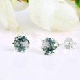 thumbnail image 2 of Round Cut Moss Agate Stud Earrings, Natural Moss Agate Jewelry 925 Sterling Silver Studs Jewelry for Everyday Wear Rose Gold Plated, 2 of 3