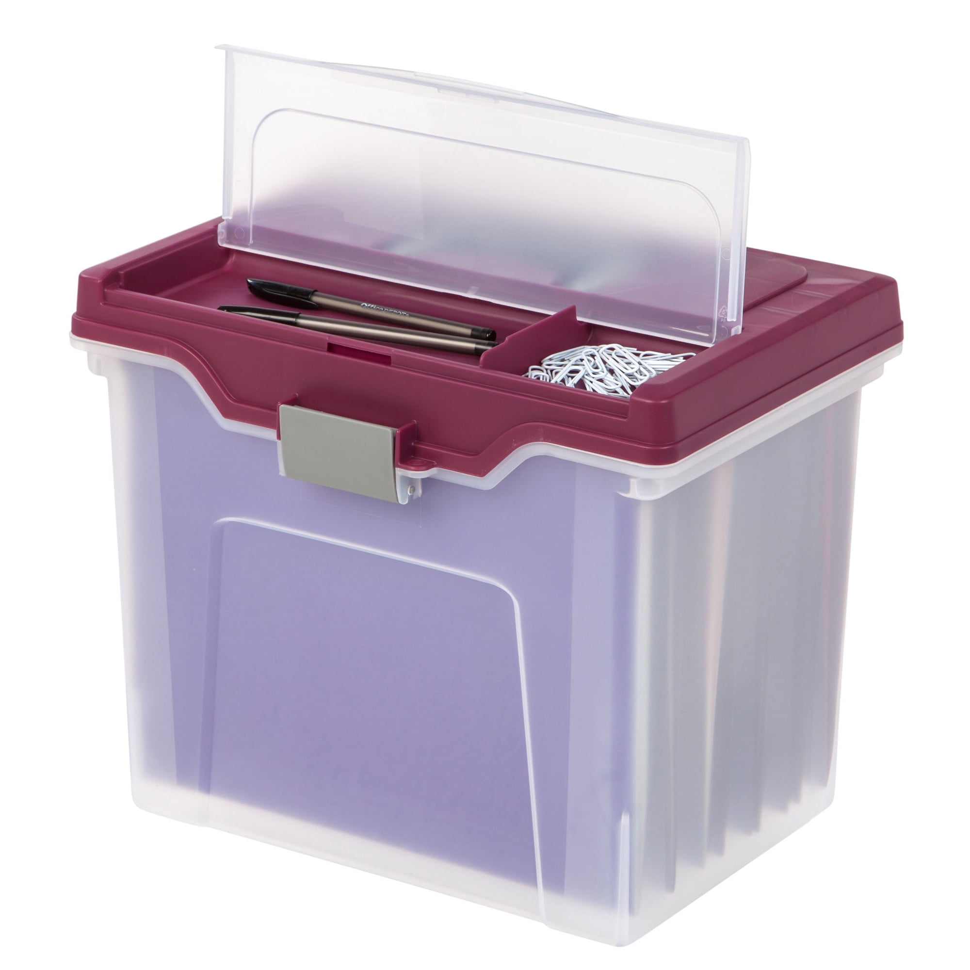 Office Depot Lockable File Cabinets, Boxes & Carts, polypropylene (PP, #5) Clear/Burgundy
