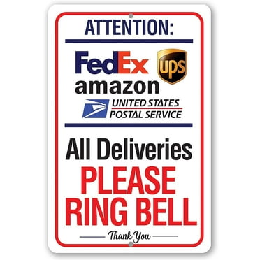 Delivery Sign for Package and Box Deliveries - Please Ring Bell Instructions - Great for Offices and Home Packages and Boxes Delivery Under $20 - Aluminum Safe for Use Indoors or Outdoors (8" x 12")