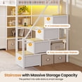 thumbnail image 4 of Twin Loft Bed with 8 Storage Drawers and Desk, Metal Loft Twin Beds with LED Lights & Charging Station & Storage Shelves & Staircase for Teens/Adults, Multifunctional Loft Bed Frame, White, 4 of 9
