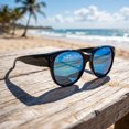 thumbnail image 6 of Big Round Sunglasses Men Women Oversized Blue Tinted Lens Frame UV Protection Transparent Champagne Shades for Travel Driving Outdoor, 6 of 6