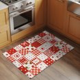 thumbnail image 2 of Strawberry Patchwork Bathroom Mat 2x3 FT, Non Slip Small Kitchen Mat, Red Farmhouse Love Hearts Plaid Washable Soft Backed Front Door Throw Rug Non-Shedding Indoor Outdoor Doormat for Entryway Sink, 2 of 7