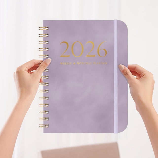 2025 Schedule Book A5 Coil Notebook | Leather Strap Planner with Self-Discipline Goal Card | Portable Daily Organizer for Students Professionals | Customizable Printed Diary