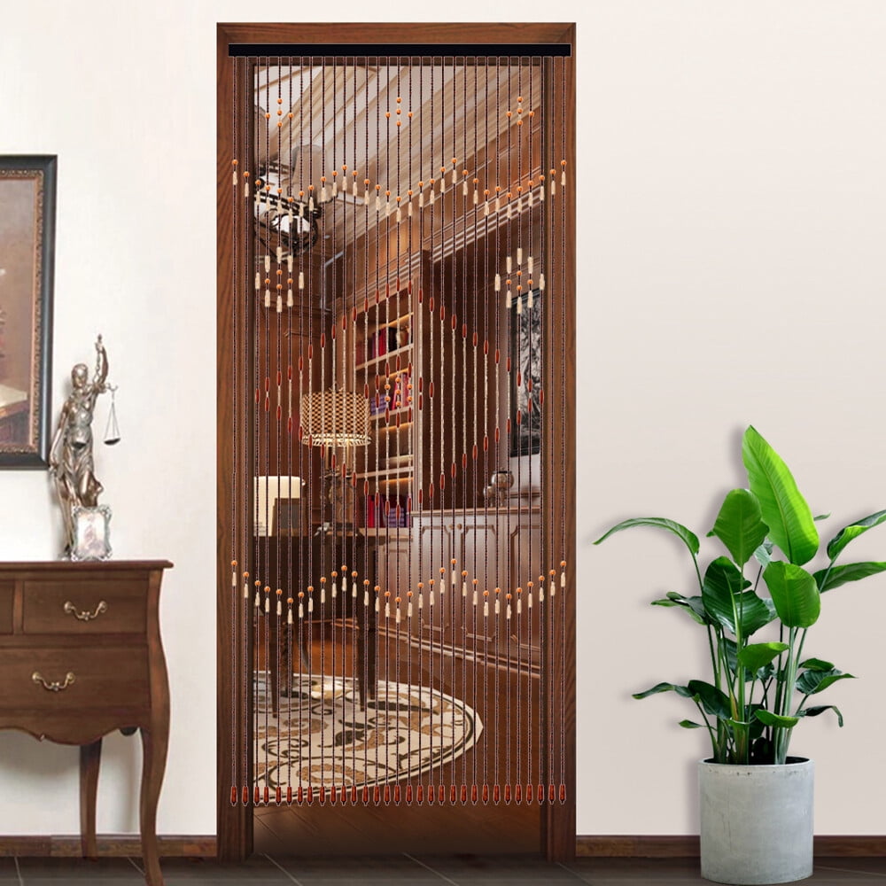 PEAKORA31 Line Bead Curtain, String Door Curtains Beaded Wooden Curtain Chocolate Brown For Home Doorways, Wardrobes