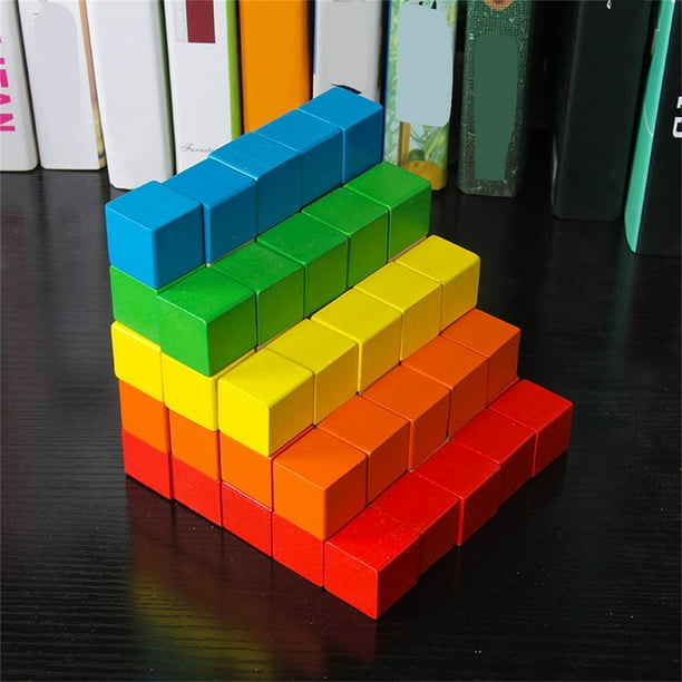 Xihbxyly Bloques Cuadrados, Material Didáctico de Matemáticas para Niños, Rompecabezas Tridimensional, Bloques de Construcción, Juguetes