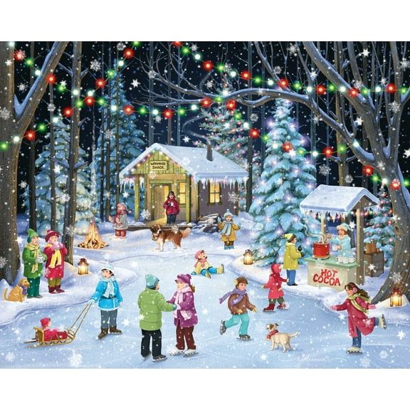 Vermnt Christmas Company Woodland Skaters - 1000 Piece Jigsaw Puzzle