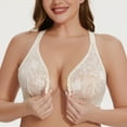 thumbnail image 3 of MELENECA Women's Plus Size Racerback Unlined Lace Underwire Front Closure Bra Off White 38B, 3 of 6