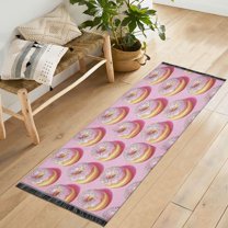 Yayeee Runner Rug for Bedroom 2'x6' Machine Washable Hallway Non Slip Mat, Light Pink Doughnuts