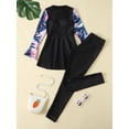thumbnail image 6 of Aislor Girls Long Sleeve Swim Dress Pant Set Two Piece Swimsuit Rashguard Set Floral Swimwear A Black 9-10, 6 of 7
