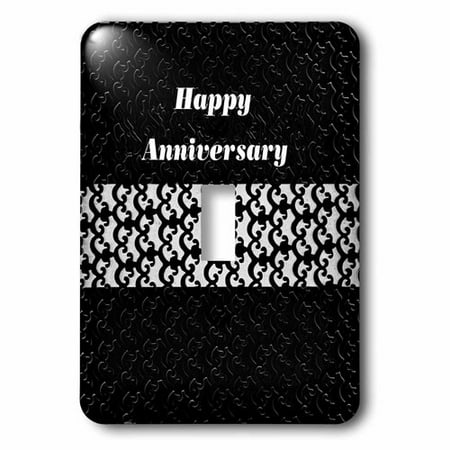 3dRose Print of Elegant Black and White Anniversary Damask, Single Toggle Switch