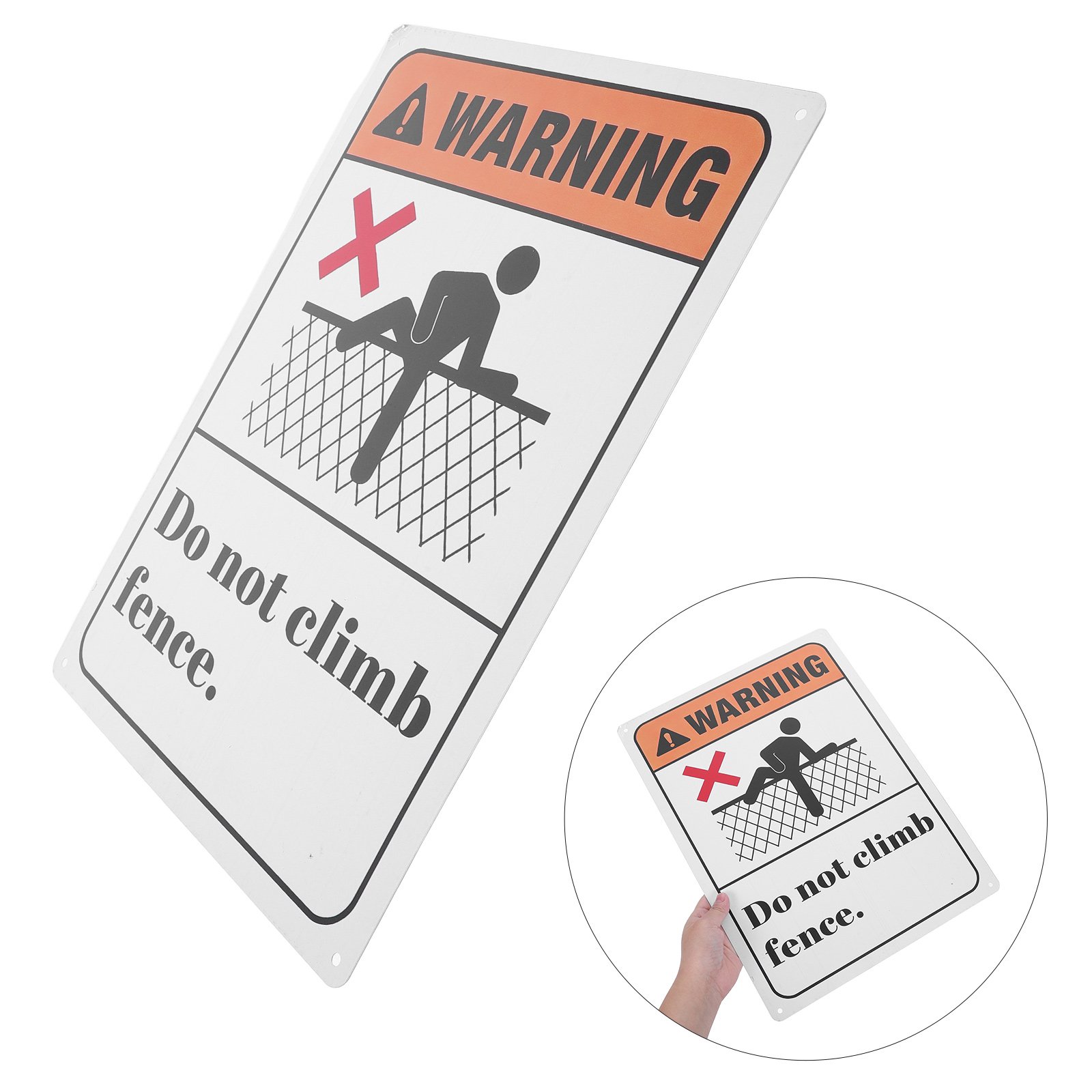 ETHZZLE Heavy-Duty Metal No Climb Fence Warning Sign for Outdoor Garden Yard and Property Safety