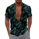 thumbnail image 1 of Camisas Para Hombre Manga Larga Regular Fit Camisa de manga corta creativa suelta informal con estampado digital 3d de flores y hierba de moda de verano (Green, XXS), 1 of 5