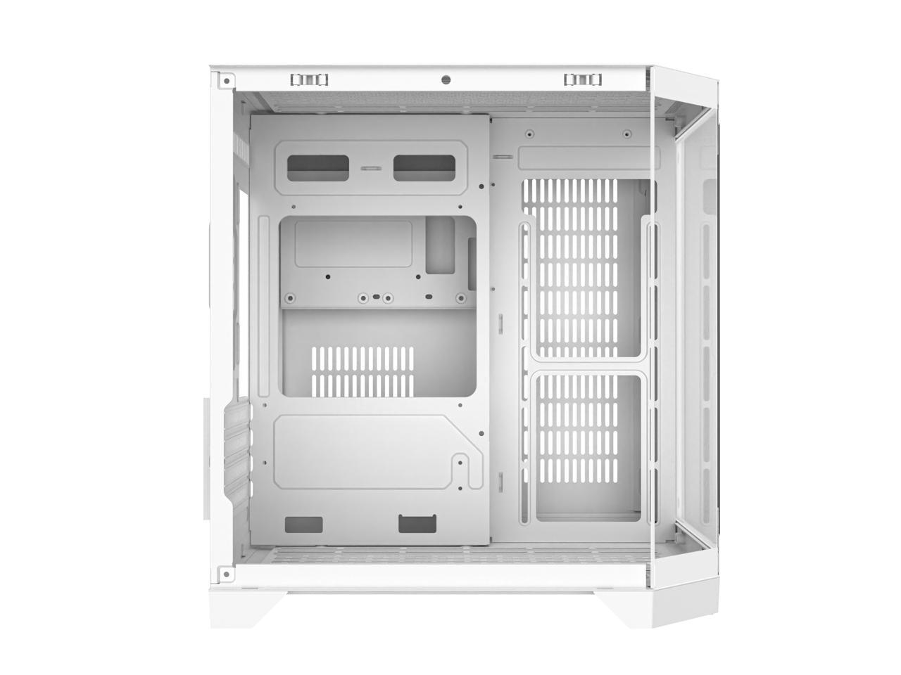 DIYPC DIY-CUBE03-W White Dual USB3.0 Tempered Glass Micro ATX Gaming Computer Case w/ 3 x Tempered Glass Panel