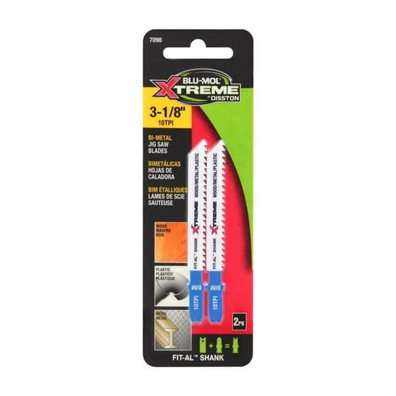 Blu-Mol Xtreme 2033756 3.125 in. 10 TPI Bi-Metal Universal Jig Saw Blade - Pack of 2