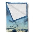 thumbnail image 2 of Blue Soft Flannel Fleece Throw Blanket, Photo of Dramatic Dusk Sunset Scenery over Calm Peaceful Tropic Azure Water Lagoon Ocean, Cozy Plush for Indoor and Outdoor Use, 60" x 80", Blue, by Ambesonne, 2 of 5
