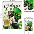 thumbnail image 2 of Welcome St Patricks Day Tuxedo Cat Decorative House Flag, Top Hat Shamrock Clover Garden Yard Outside Decorations Pet Lover Gift, Spring Irish Burlap Outdoor Large Home Decor Double Sided 28x40, 2 of 6