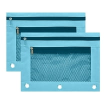 Pencil Pouch for 3 Ring Binder, Zipper Pencil Pouches for Women Men, Clear Window Pencil Case for Binder, Binder Pencil Pouch, Pencil Bag with Zipper,Sky Blue(2-Pack)