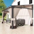 thumbnail image 7 of Kullavik 10' × 14' Hardtop Gazebo for Patio, Wall-Mounted Lean to Gazebo Pergola with Sloping Roof and Durable Aluminum Frame, Large Heavy Duty Awnings for Decks Backyard, Sand, 7 of 7