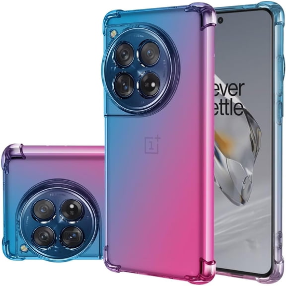 Case for OnePlus 12 Case, PJD110 Cute Case Girls Women, Gradient Slim Anti Scratch Soft TPU Phone Cover Shockproof Protective Case for OnePlus 12 5G Blue/Pink
