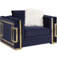 thumbnail image 1 of ACME Virrux Chaise en Velours avec 2 Coussins Bleu et Or, 1 of 7