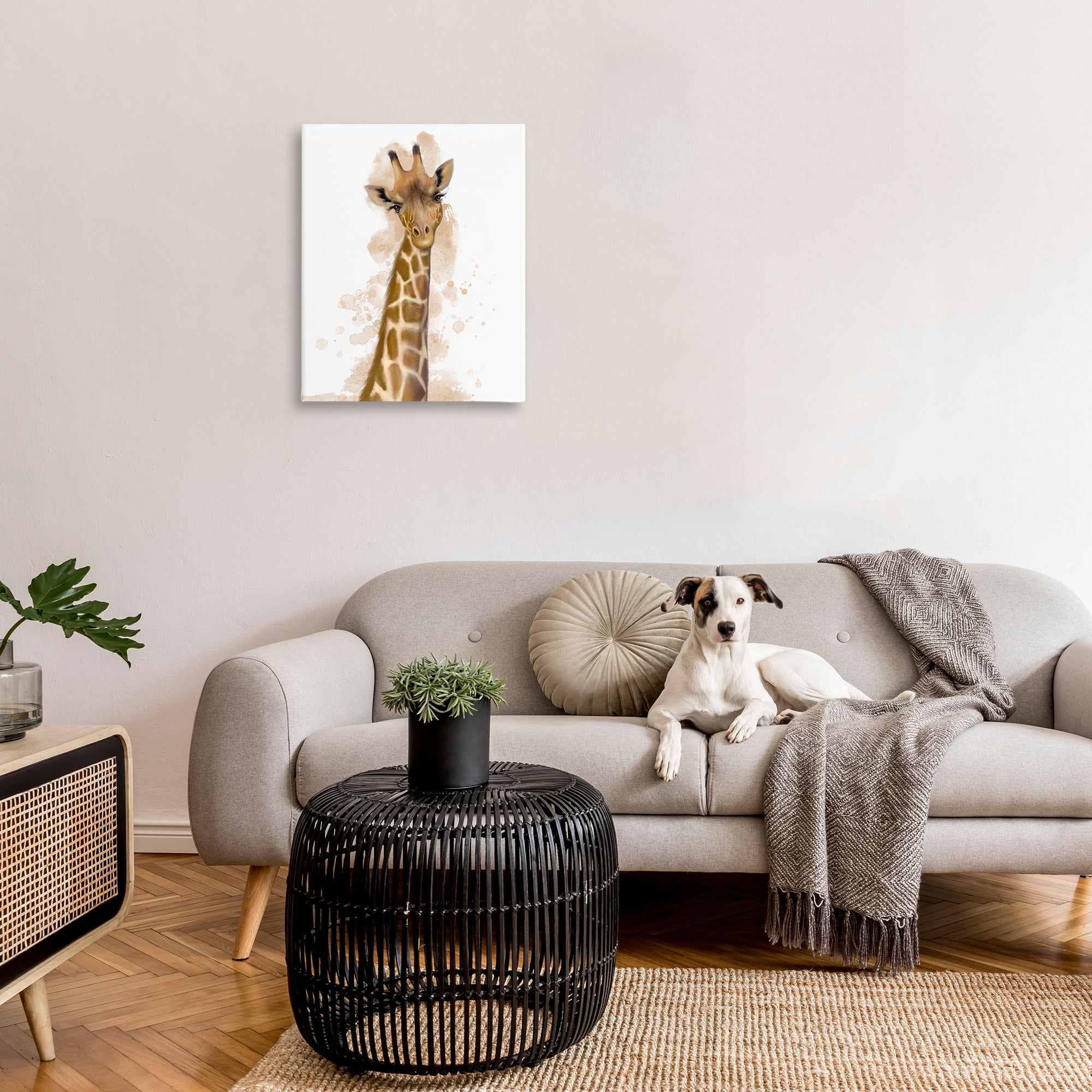 Stupell Industries Giraffe & Modern Splash Animals & Insects Painting Gallery Wrapped Canvas Art Print Wall Art, 24 x 30