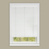 PowerSellerUSA Cordless Window Blinds, 2" Slats Vinyl Mini Blind, Premium Embossed Woodgrain, Anti-UV Window Treatment, White, 31" Width x 64" Length, (Fits windows 23" - 64")