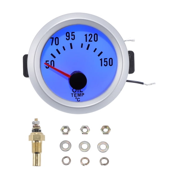 Unique Bargains Oil Temp Temperature Gauge Meter Kit Chrome Plating Engine Temp Gauge 2" 52mm Colorful 40Degrees Celsius-140Degrees Celsius