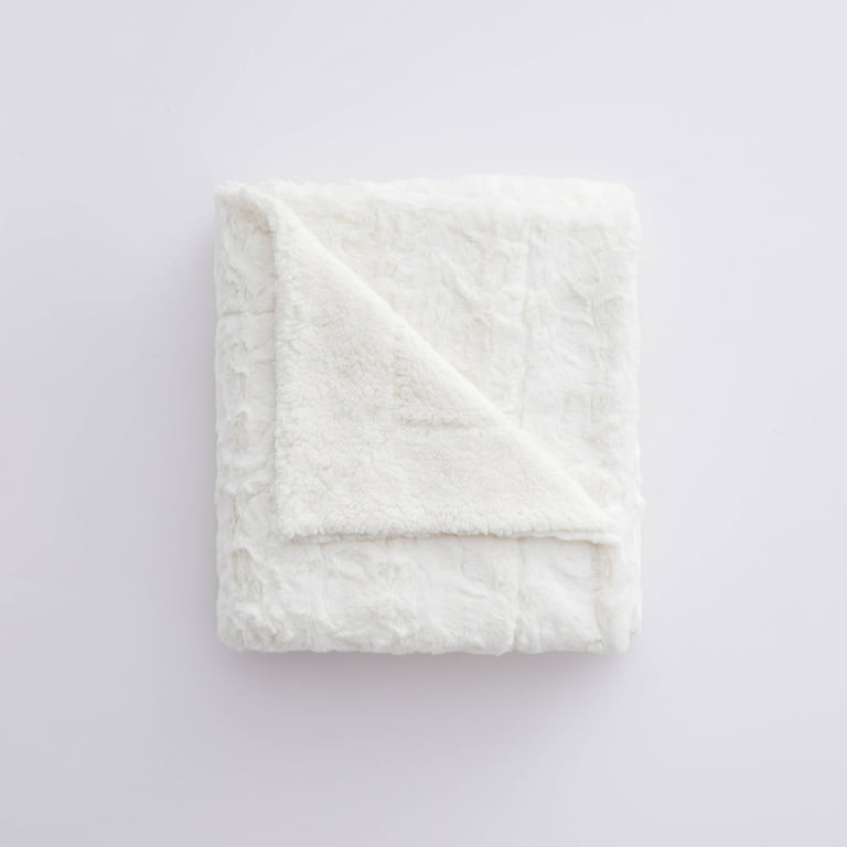 Artisan 34 Plush Faux Rabbit Fur and Extra Soft Sherpa Reversible Throw Blanket Fuzzy Cozy Couch Accessory Ivory Walmart