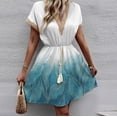 thumbnail image 5 of Women Floral Printed Short Sleeve Sexy Deep V Neck Bandage Elastic Waist Dress Women Elegant Soft Dress Woman Dresses Elegant Casual, 5 of 9