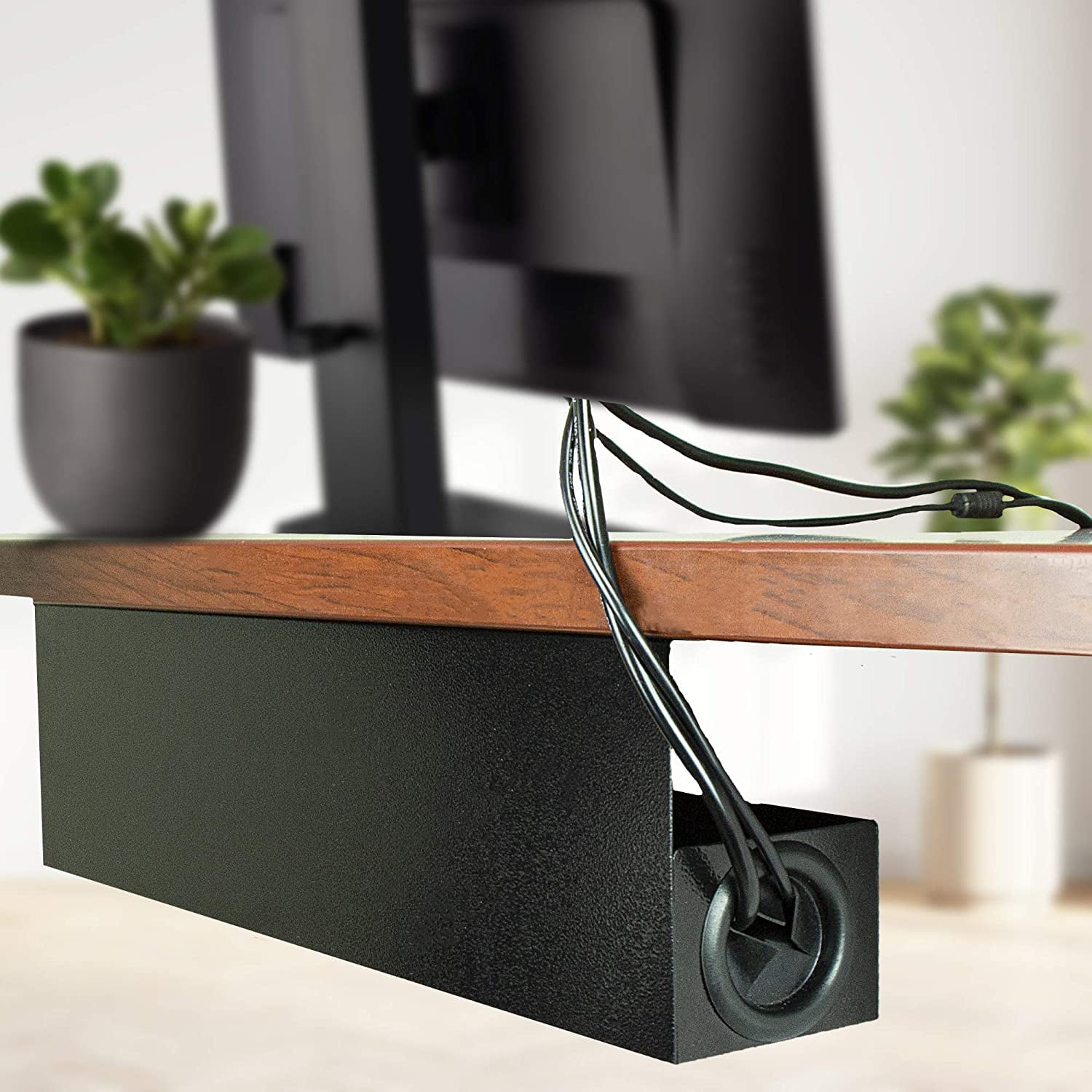 15-inch Under Desk Cable Management Tray - Wire Management Under Desk with Cable Organization Accessories - Under Table Cable Management Tray for Home and Office (Model DR4, Black)