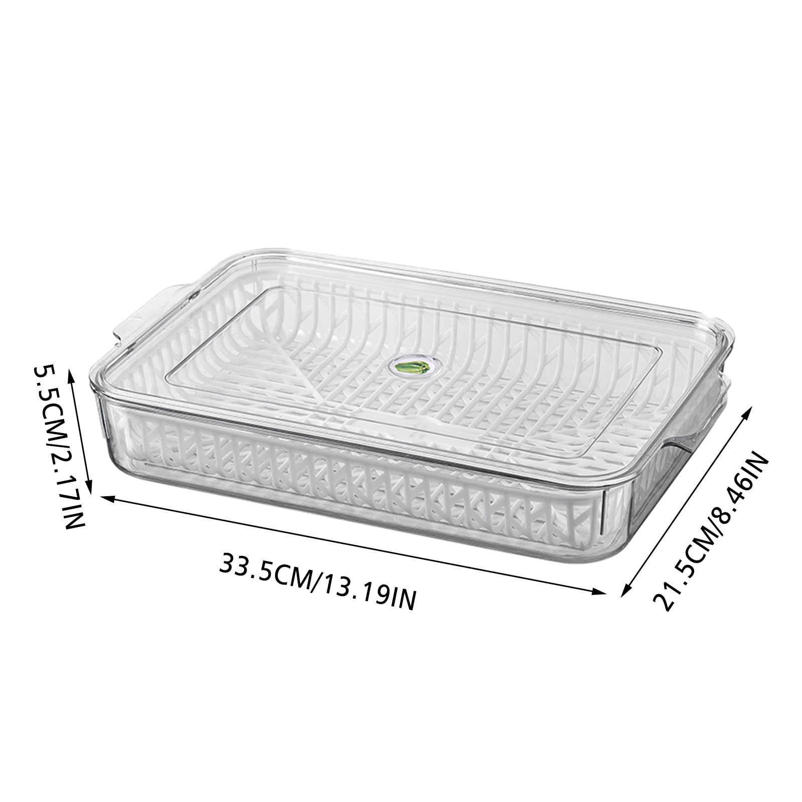 Modular Refrigerator Fresh-Keeper System with Drainage Grid - Food-Grade Sealed Container for Vegetable Hydration, Fruit Preservation & Egg Stacking | BPA-Free Crisper Organizer(13.19x8.46x2.17")