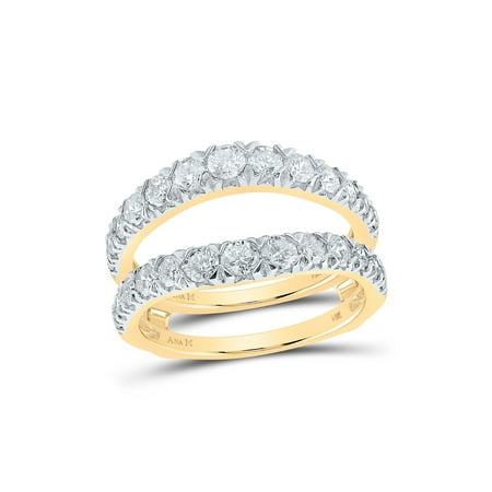 14kt Yellow Gold Womens Round Diamond Wrap Enhancer Wedding Band 1-1/2 Cttw
