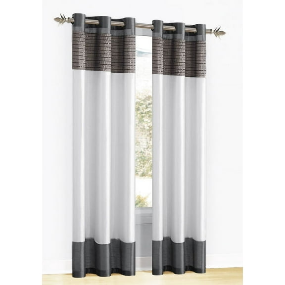 One Light Silver, Pewter and Taupe Sequined Window Panel Curtain with Metal Grommets Size: 54"x84"