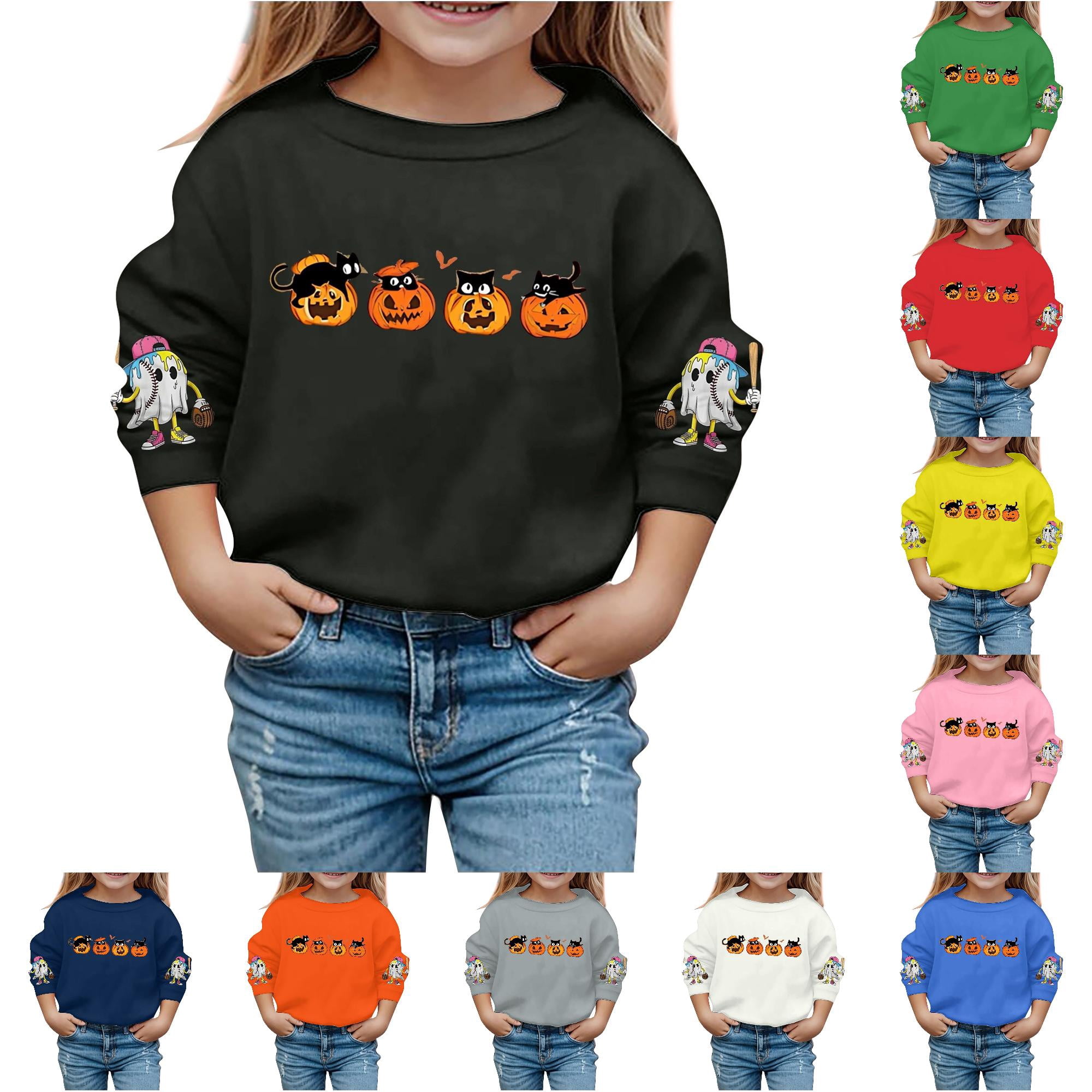 Byoo Toddler Girl s Fall Graphic Printed Sweatshirt Long Sleeve Graphic Sweatshirts Holiday Casual Pullovers Black