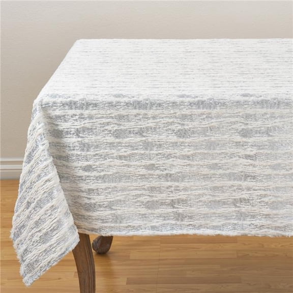 Saro Lifestyle Faux Fur With Brushed Metallic Foil Print Tablecloth