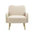thumbnail image 2 of Velvet Accent Chair, Upholstered Side Chair with Arms and Golden Legs, Comfy Leisure Chair Single Sofa Chair for Small Space Home, Office and Coffee, Weight Capacity 220 LBS, Beige, 2 of 7