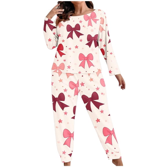 Fewfanhot Lounge Sets for Women Long-Sleeve Tops and Full-Length Pajama Set Two-Piece Pjs with Pockets