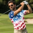 thumbnail image 4 of Aplkyhs Matching Golf Shirts for Couple Tie Dye Patriotic Star Quarter Zip Mens Hawaiian Shirt Moisture Wicking Suitable for Outdoor Sports Soft and Comfortable Lapel Design, 4 of 6