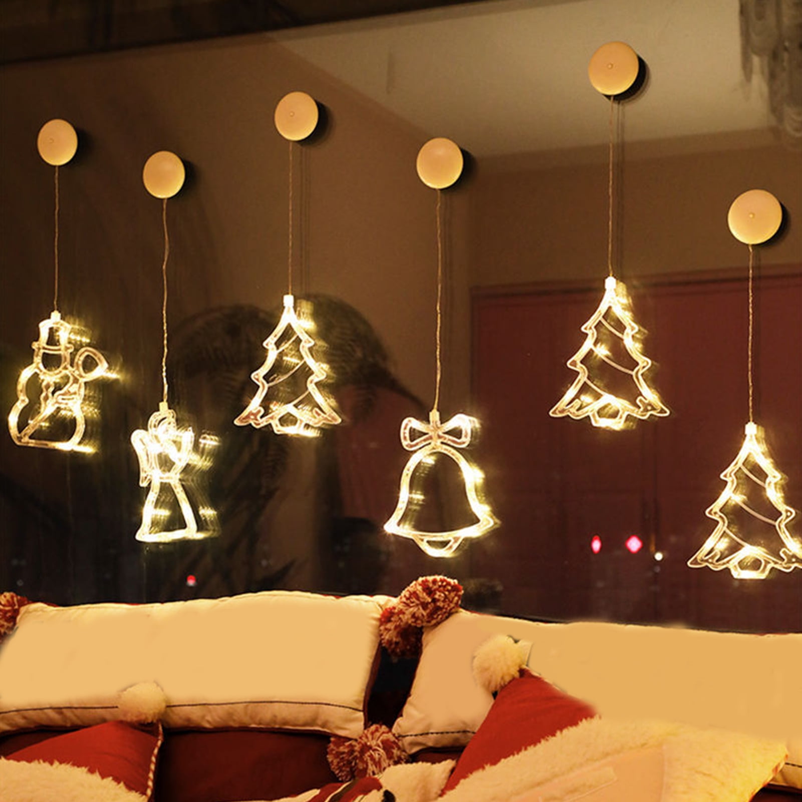 3Pcs LED Curtain Window Fairy Lights Snow Tree Star Christmas Party Home Decor 