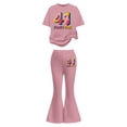 thumbnail image 3 of Girls Set Casual Stylish Flared Pants Top Comfy Fashion Boys and Girls Outfits,Pink,Size 7 -8 Years, 3 of 5