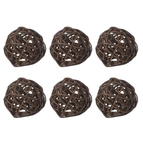 Uxcell 6 Pcs Wicker Rattan Balls 2 Inch Rattan Decorative Balls Vase Fillers for Wedding Party Centerpiece Bowls Home Decoration, Brown