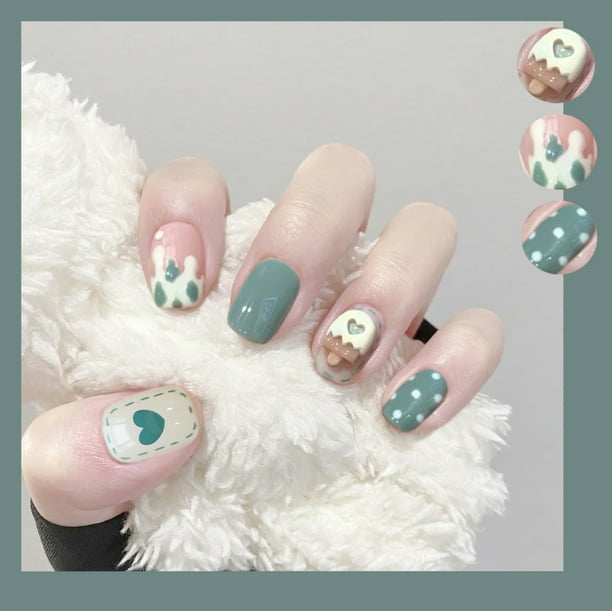 3D Ice Cream Nail Patch Sweet Style Glue Type Removable Short Paragraph  Manicure Save Time 24PCS False Nail Patch New 
