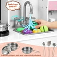 thumbnail image 6 of Pirecart Pretend Play Kitchen Wooden Kids Cooking Play Toy Set with Cookware Accessories, Sink, Microwave and Realistic Light & Sounds, Gifts for Age 3+, Pink, 6 of 9