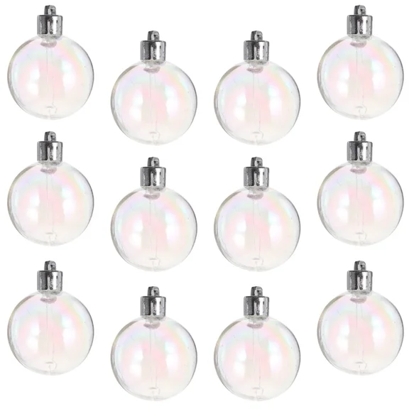 12 Pcs Christmas Clear Baubles Iridescent Christmas Ornaments