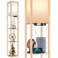 thumbnail image 1 of Floor Lamp with Shelves LED Modern Shelf Floor Lamp with USB Ports & Power Outlet Color Temperature Storage Display Wood Column Standing Tall Lamp for Living Room Bedroom Off, 1 of 7