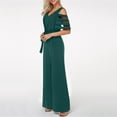 thumbnail image 3 of SELONE Rompers for Women Casual Short Wide Leg Pants Ladies Travel Comfortable Vacation Flowy Rompers Womens Jumpers and Rompers Casual Fashion Solid Color Mesh Short Sleeve Army Green M, 3 of 7