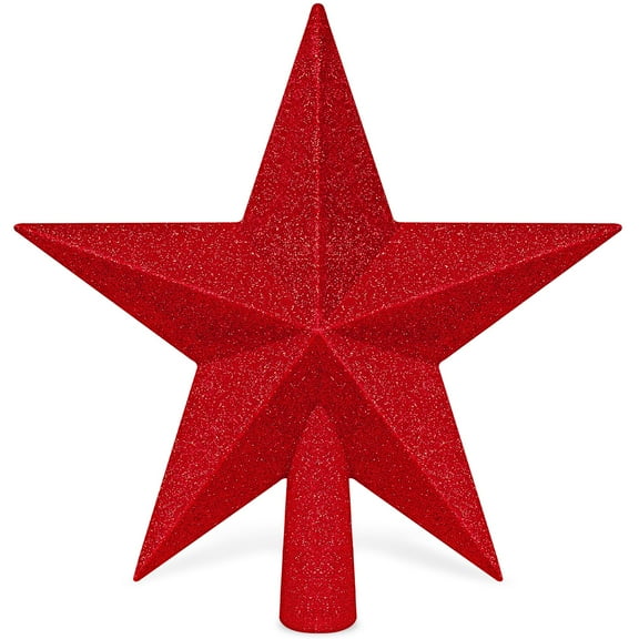 Christmas Tree Topper, 1PCS 6" Red Glitter Star Tree Topper, 3D Xmas Shatter-Proof Mini Bethlehem Star Tree Topper Decorations, Waterproof Christmas Decor for Holiday Home Outdoor Ornament