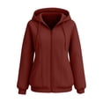 thumbnail image 4 of ZHYou Zip Up Hoodies for Women Casual Multi Panel Seam Drop Shoulder Loose Drawstring Hooded Sweatshirts with Pockets,Red,Size XL, 4 of 8